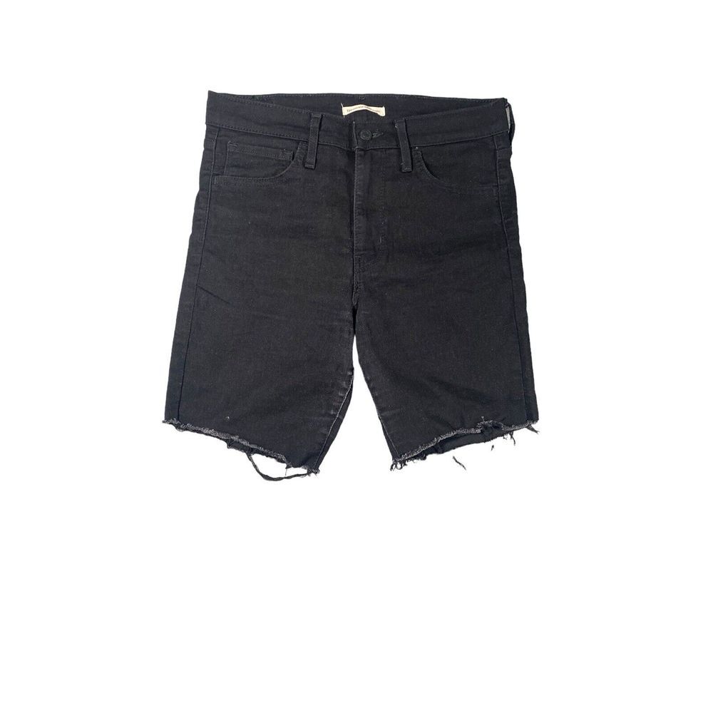 Levi's Womens 720 High Rise Super Skinny Black Squared Shorts Cut Off Size 30‎